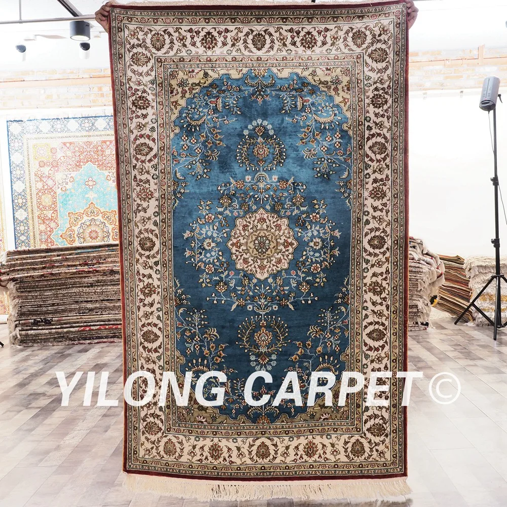 YILONG 3 5 &quotx 5&quot Античный Восточный светло голубой ковер изысканный ручной Узелок