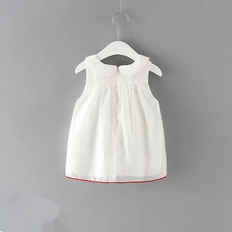 Одежда для маленьких девочек новые летние детские платья с вышитой вишней