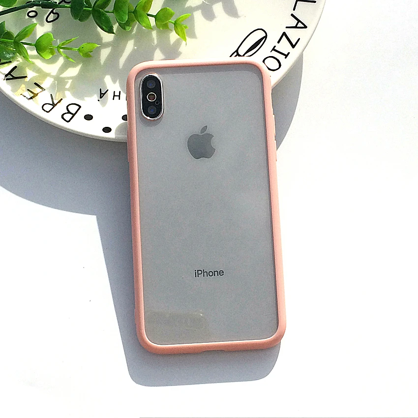 Nake Pink Прозрачный жесткий чехол для телефона+ Мягкий ТПУ чехол для Apple iPhone X XR Чехол 7 8 Plus чехол для iPhone6s iPhone XS 11Pro Max чехол - Цвет: Nake Pink