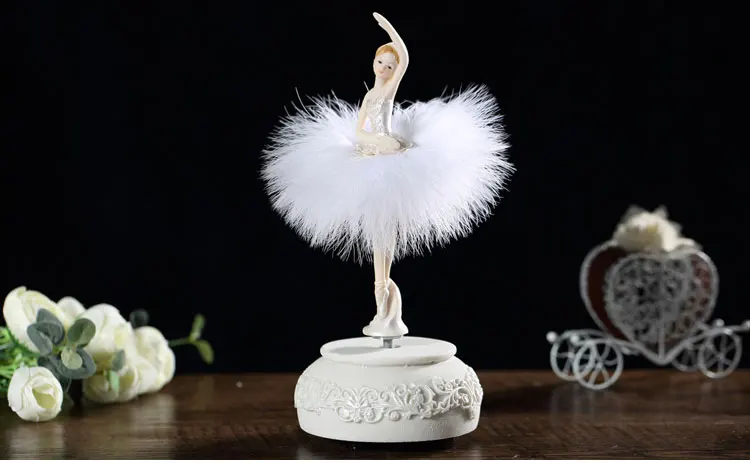 Elegant and Refined Ballerina Dance Carousel Music Box 2 Color Girl Feather Music Box Diy Wedding Birthday Gift for Girls C images - 6
