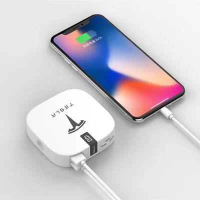 Новое поступление Тесла Мощность банк Зарядное устройство USB 12000 мА/ч банка силы