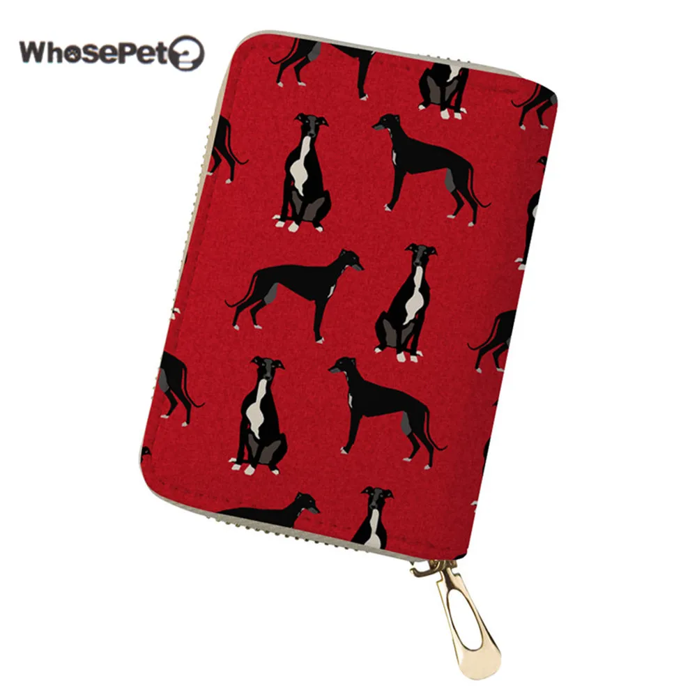 WHOSEPET PU Leather ID Card Holder Women Wallet Coin Purse Greyhound Black Pet Printed Travel Credit Clutch Bag | Багаж и сумки