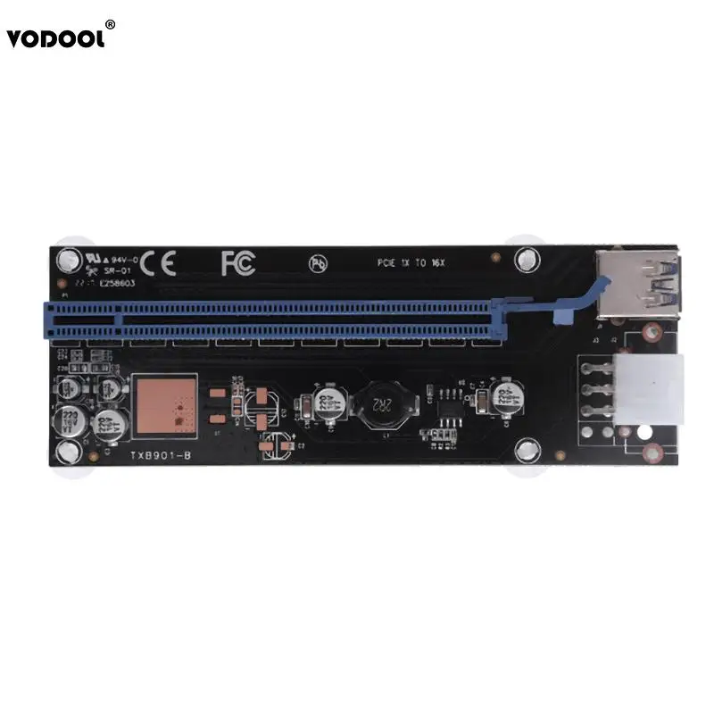 PCI E Express 1x к 16x расширитель переходника адаптера SATA 15Pin 6Pin кабель питания USB 3 0