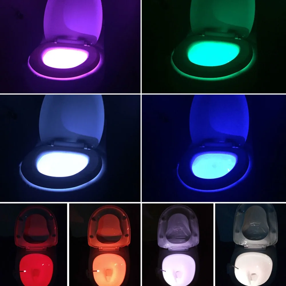 RGB LED PIR датчик движения Toliet ночные огни свечение чаша сиденье лампа USB