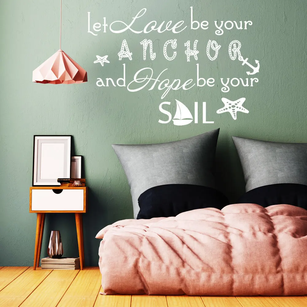 Цитата Настенная Наклейка Let Love Be Your Anchor Family виниловые Стикеры высказывания