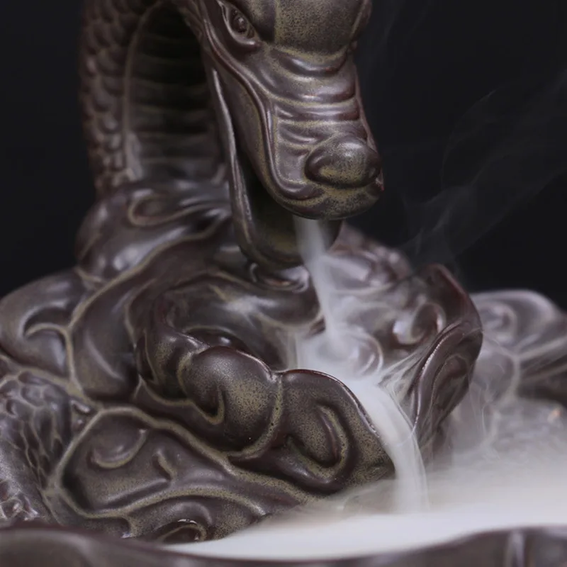 

Dragon Backflow Incense Burner Statue Carp Incense Holder Censer Home Decoration Ceramic Craftwork R239