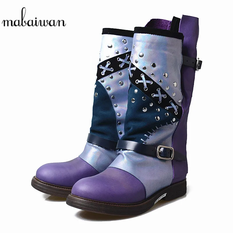 

Mabaiwan 2019 Fashion Women Winter Autumn Ankle Boots Heels Genuine Leather Warm Shoes New Para Mulheres Motorcycle Riding Boots