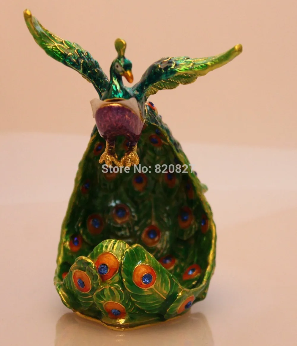 Большой мужской Павлин статуэтка в коробке Чешские кристаллы Птица Ювелирные