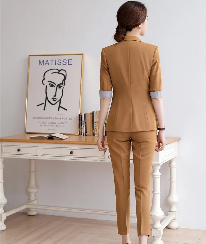 Женские деловые костюмы с укороченными рукавами блейзеры и куртки брюки весна