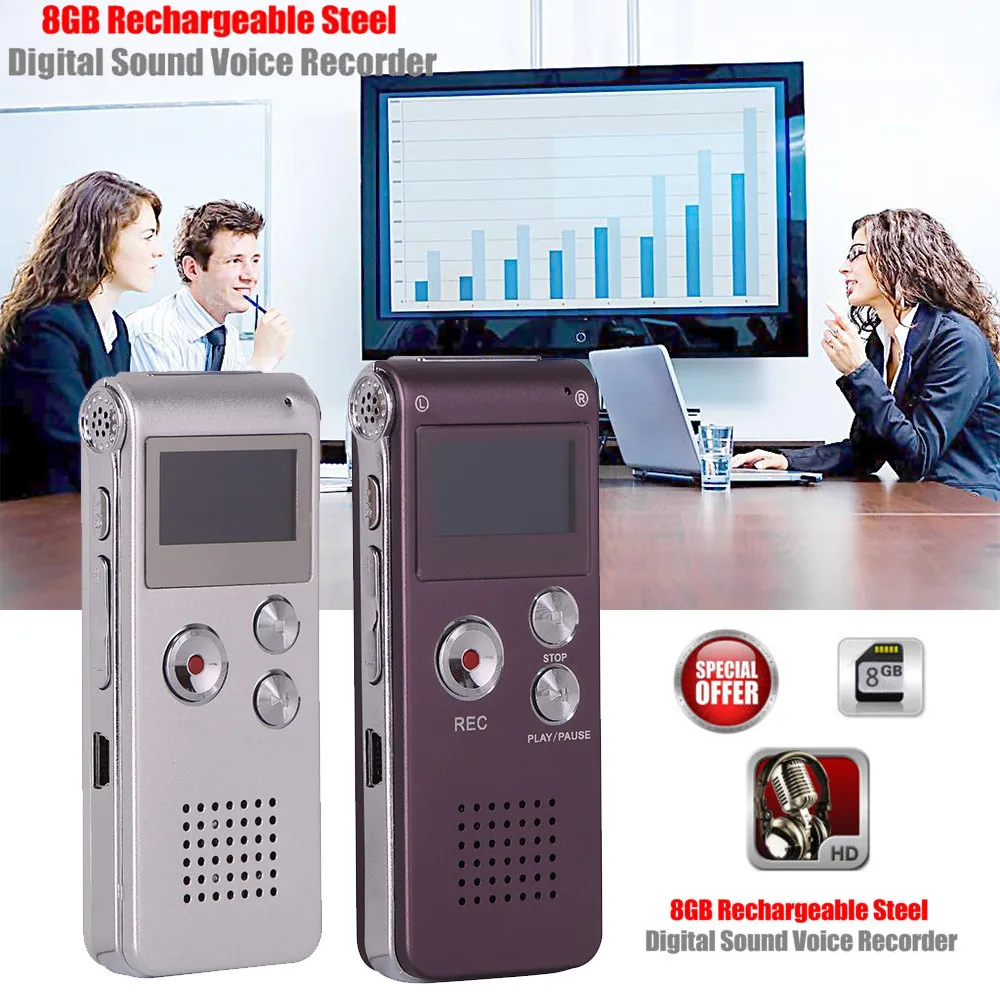 Диктофон HIPERDEAL 2019 8 ГБ перезаряжаемый стальной Цифровой диктофон mp3 плеер