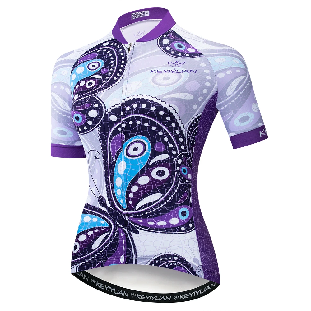 

2019 Keyiyuan Spring and Summer New Road Cycling Equipment Quick Dry Perspiration Women Purple Short Sleeve Top