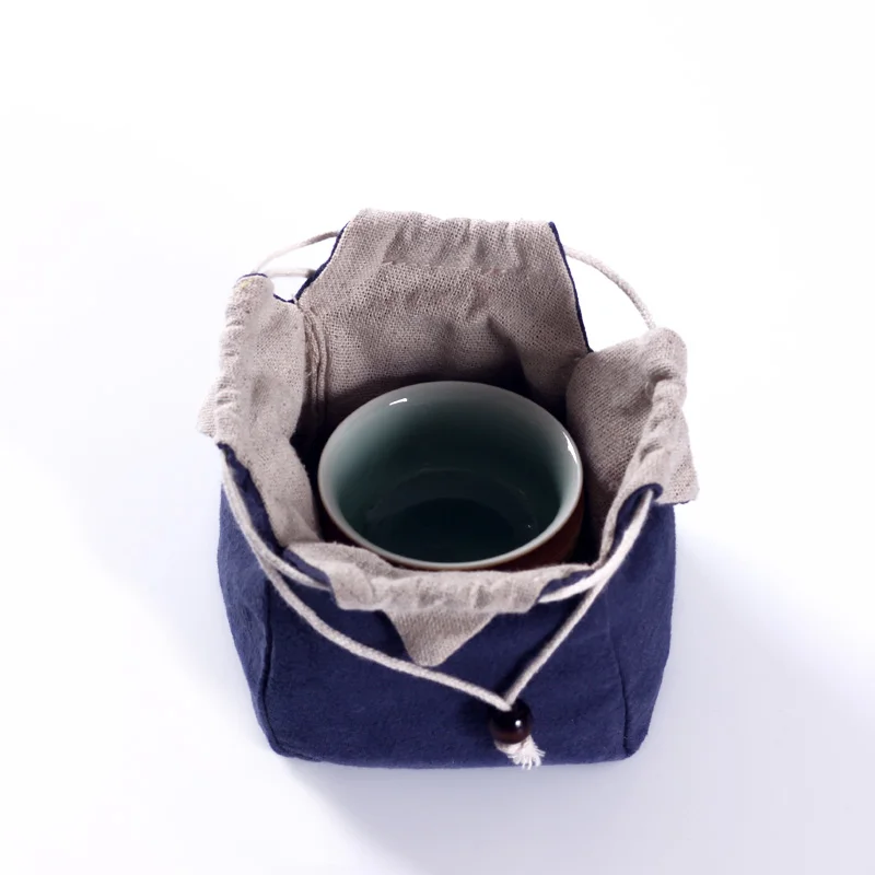 Японская льняная портативная дорожная сумка для хранения чайный набор пакет из