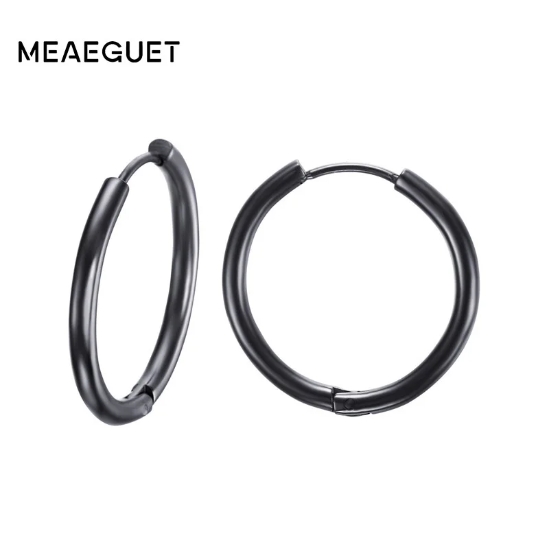 Meaeguet, трендовые, серебряные, розовые, золотые, черные, тон, нержавеющая сталь, круглые серьги-обруч, петли, серьги для женщин, 25 мм/20 мм/11 мм - Окраска металла: Black