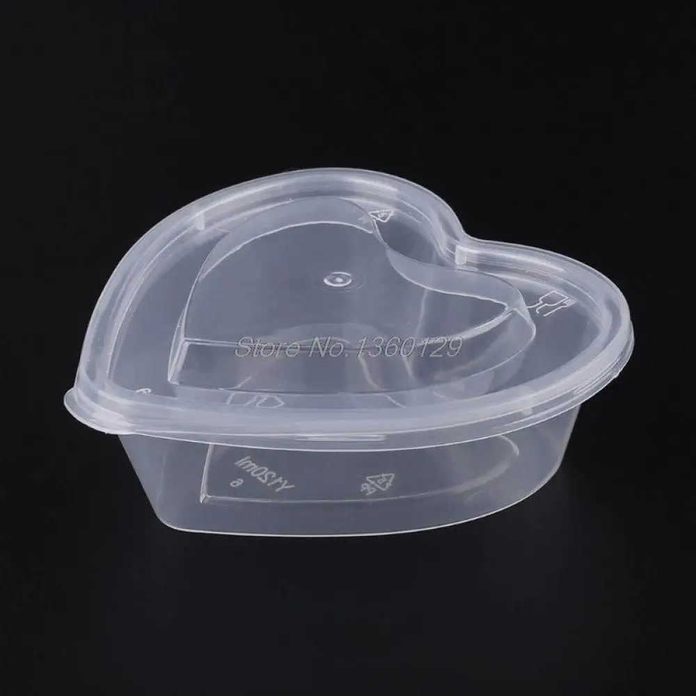 Heart Shape Clear Plastic Sauce Chutney Cups Food Container Slime Storage Box Case With Lid 120ml | Дом и сад