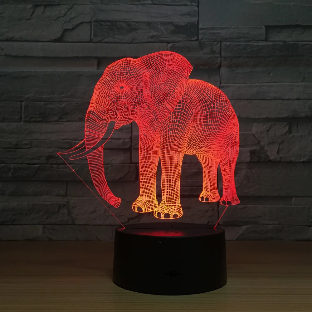 Cute Elephant Table Lamp 7 Colors Changing Desk 3d Novelty Led Night Lights Light DropShip | Освещение