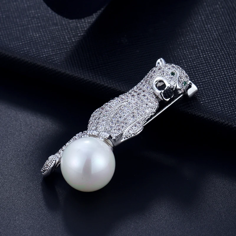 Mchic шикарная Роскошная циркониевая булавка брошь подарок жемчужная леопардовая