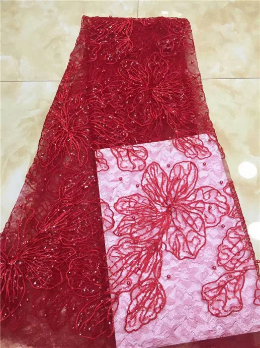 Нигерийская Высококачественная кружевная ткань с бусинами Африканское белое