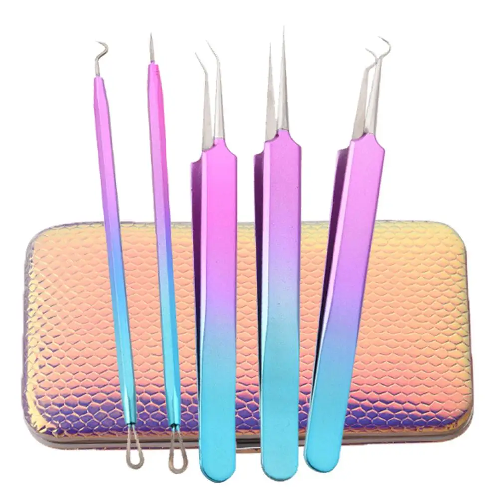 5 шт. иглы пинцеты для удаления угрей лица набор из нержавеющей стали инструмент