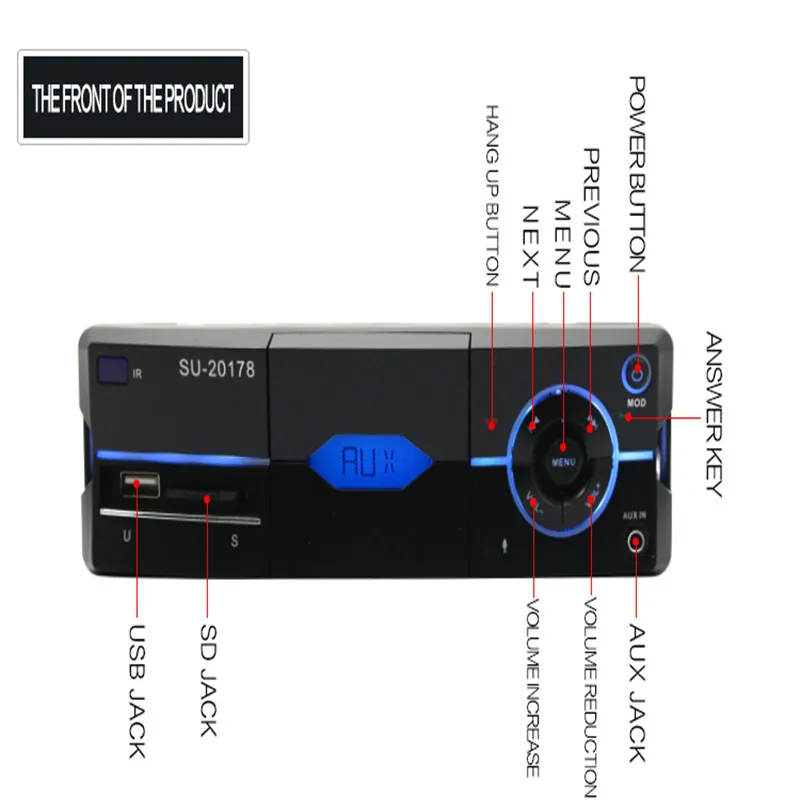 Автомобильный аудиоплеер 1 Din цифровой mp3-плеер Bluetooth стерео радио FM AUX громкая