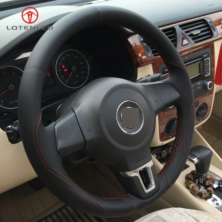 LQTENLEO черный кожаный чехол рулевого колеса автомобиля для Volkswagen Golf 6 Mk6 VW Polo Sagitar Bora Santana Jetta Mk6 MK5 2010-2013