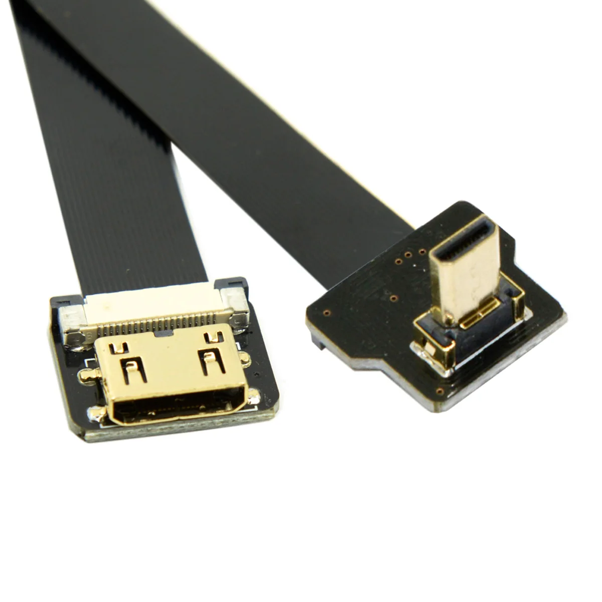 

Jimier FPV Up Angled 90 Degree Micro HDMI-compatible Male to Mini HDMI-compatible Female FPC Flat Cable for FPV HDTV Aerial