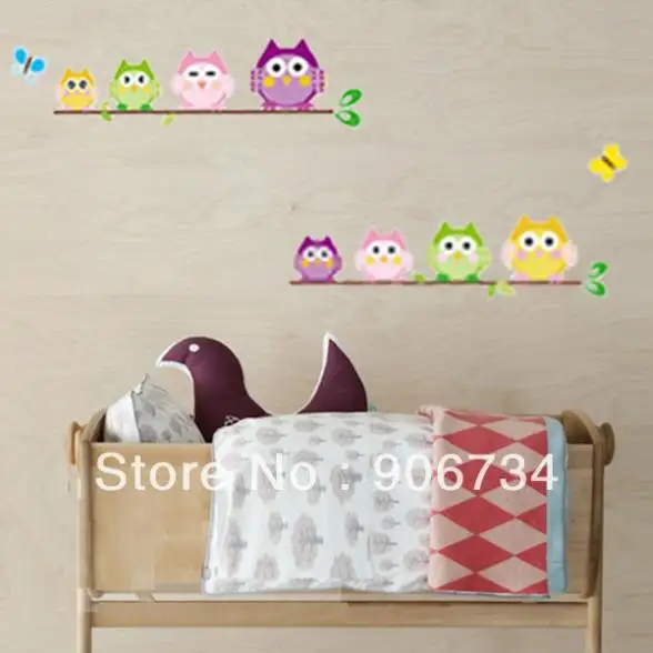 New Promotion Removable Vinyl Kid Room Wall Sticker With Four Owl Butterfly Tree Design Stickers | Дом и сад