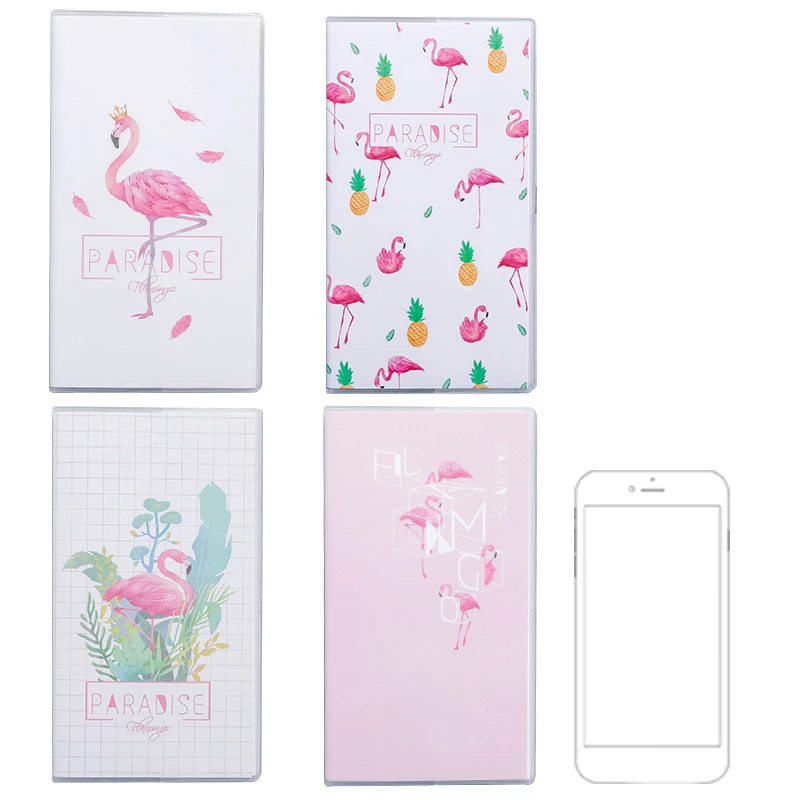 

48K Cartoon Flamingo Cat Notebook School PVC Sleeve Portable Books Horizontal Line Page Kawaii Notepad For Kids Diary Stationery