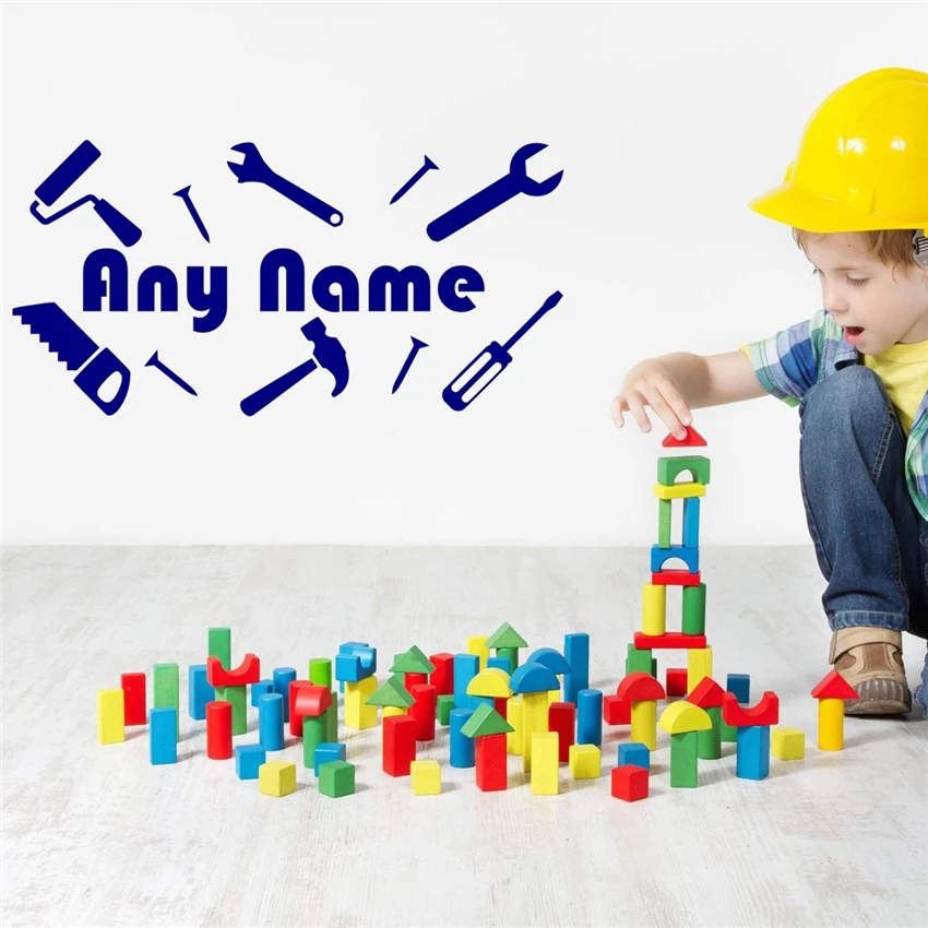 

Personalised Tools Screwdriver Hamer Saw Any Name Decal Wall Vinyl Decals Art Home Decor stickers Nursery for kids rooms Mural