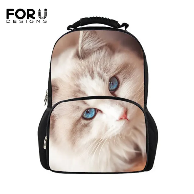 W3160A FORUDESIGNS/милый рюкзак с котом; женские рюкзаки для девочек-подростков; школьная сумка; Повседневный Черный рюкзак с принтом; Mochilas Back Pack Bag - Цвет: W3160A