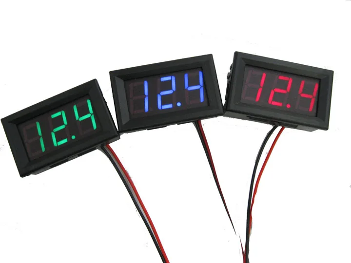 1pc DIY Mini Voltmeter Tester Digital Voltage Test Battery DC 0-30V 0-100V 3 Wires Red Green Blue for Auto Car LED Display Gauge |