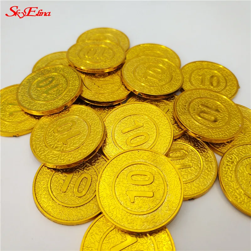 100 шт. пластиковая позолоченная монета номиналом 10 пиратское сокровище