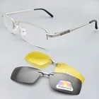 Оправа для очков для мужчин + 2 шт. солнцезащитные очки с магнитной застежкой UV400 желтые поляризационные очки ночного видения Серебристые зеркальные очки для вождения