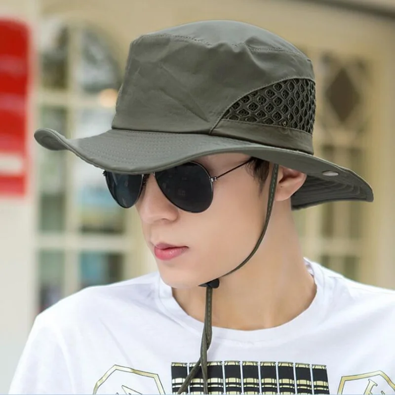 2019 New Fishman Bucket Sun Hat Wide Brim Military Hats Chin Strap Hiking Hunting Caps | Аксессуары для одежды