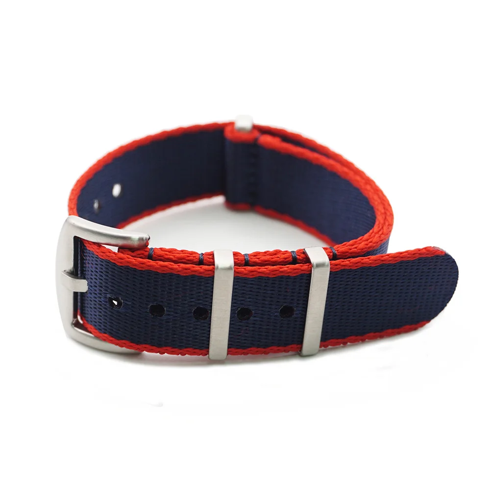Blue Red Edge NATO армейский спортивный бренд нейлоновый тканевый ремень безопасности Nato ремень 20 мм 22 мм аксессуары полосы 007 Джеймс Бонд для Омега ремень - Цвет ремешка: Blue Red Edge
