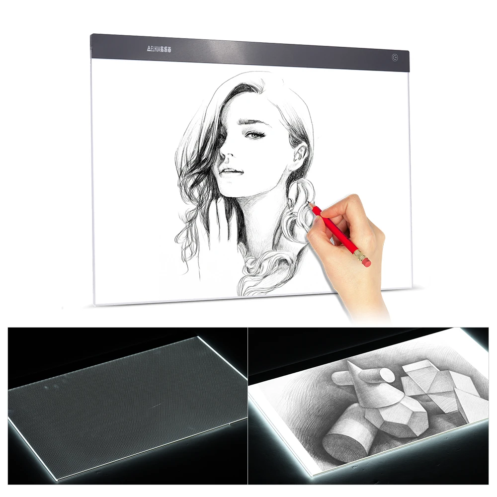 A2 планшет для рисования большой ультра-тонкий светодиодный светильник Pad Box живопись Трассировка панель копировальная доска Плавная Регулируемая яркость Питание от USB