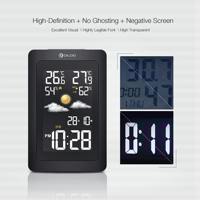 Digoo DG TH11300 беспроводной HD цветной экран USB уличная метеостанция VA стеклянный