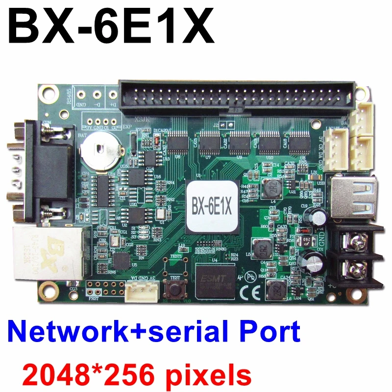

BX-6E1X сеть + seria LED карта управления 2048*256 пикселей ethernet светодиодный движущийся знак контроллера P5, P10 полный цвет, F3.75, f5.0 модуль