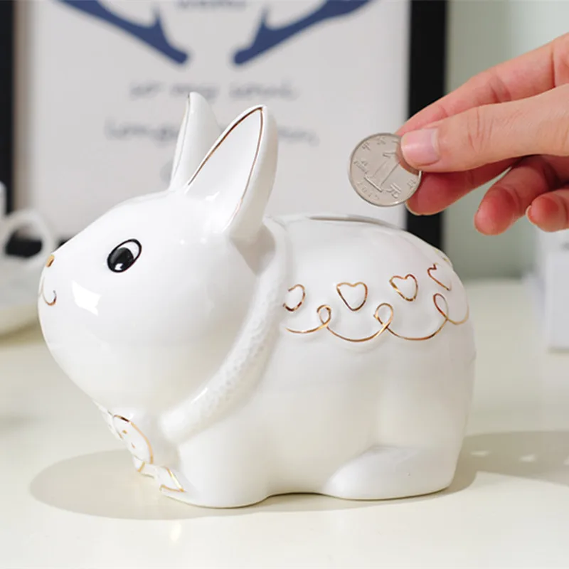 Креативная Милая мультяшная керамика Lucky Cat Rabbit копилка для монет и домашний