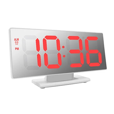 White shell red wo Большой светодиодный дисплей, настольные часы с будильником, электронные часы, настольные часы, дисплей температуры, многофункциональный повтор, ночной будильник - Цвет: White shell red wo