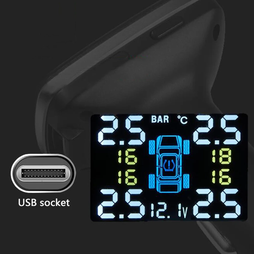 Беспроводной салона автомобиля TPMS 12 В цифровой Давление мониторинга Системы шин