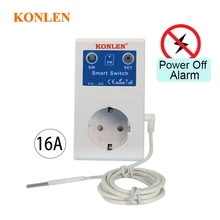 KONLEN 16A GSM розетка SMS Мощность включения выключения сигнализации реле умный переключатель дистанционного управления интеллектуальный датчик температуры управление Лер