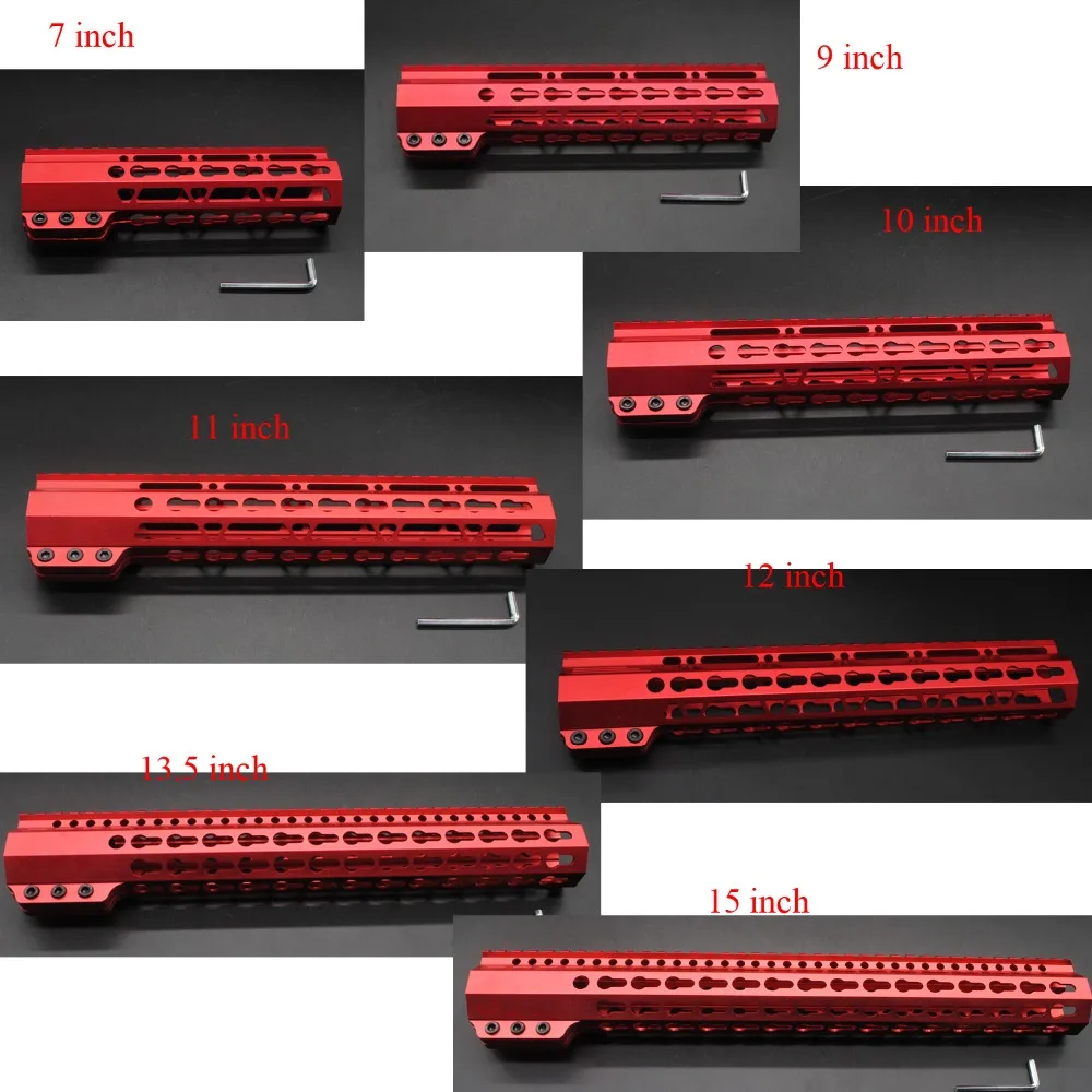 

TriRock Chinese Red 7'' 9'' 10'' 11'' 12'' 13.5'' 15'' Clamp Stlyle KeyMod Handguard Free Float Rail System Free Shipping