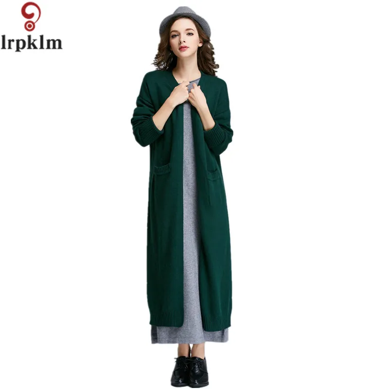2017 осенне-зимнее Теплое повседневное длинное пальто-свитер высокого качества