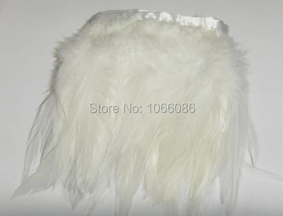 

Free Shipping 10Meters/lot White Rooster Hackle Feather Trims 8-13cm width Saddle Feather Ribbons Chicken Feather trimming