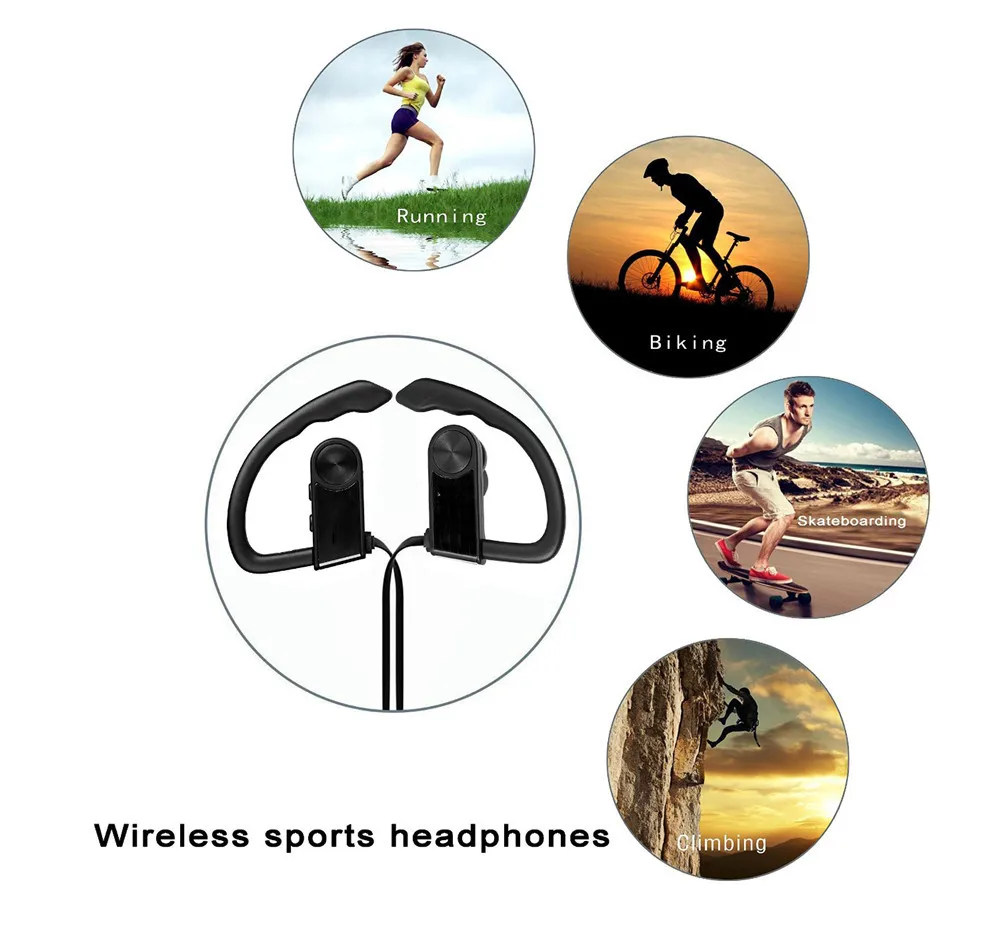 Беспроводной наушники Спорт Бег Bluetooth Шум отмена в ухо IPX4 Водонепроницаемый
