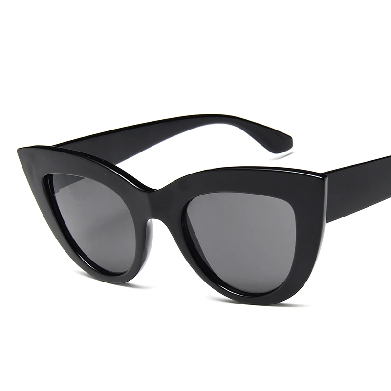 Bright Black Gray Женские солнцезащитные очки "кошачий глаз", Классические винтажные женские солнцезащитные очки в форме леопарда, фирменный дизайн, UV400, Ретро стиль, уличные зеркальные очки - Цвет линз: Bright Black Gray