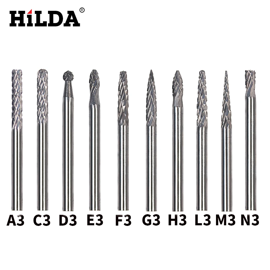 HILDA 3 мм (1/8 &quot) карбид вольфрама заусенцы роторные режущие файлы набор CNC