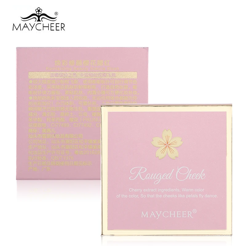 MAYCHEER 6 Colors Mini Blusher Rouged Cheek Powder Blush with Sponge &amp Mirror Bronzer Natural Tone Bar Warm Pink Nude Cosmetics | Красота