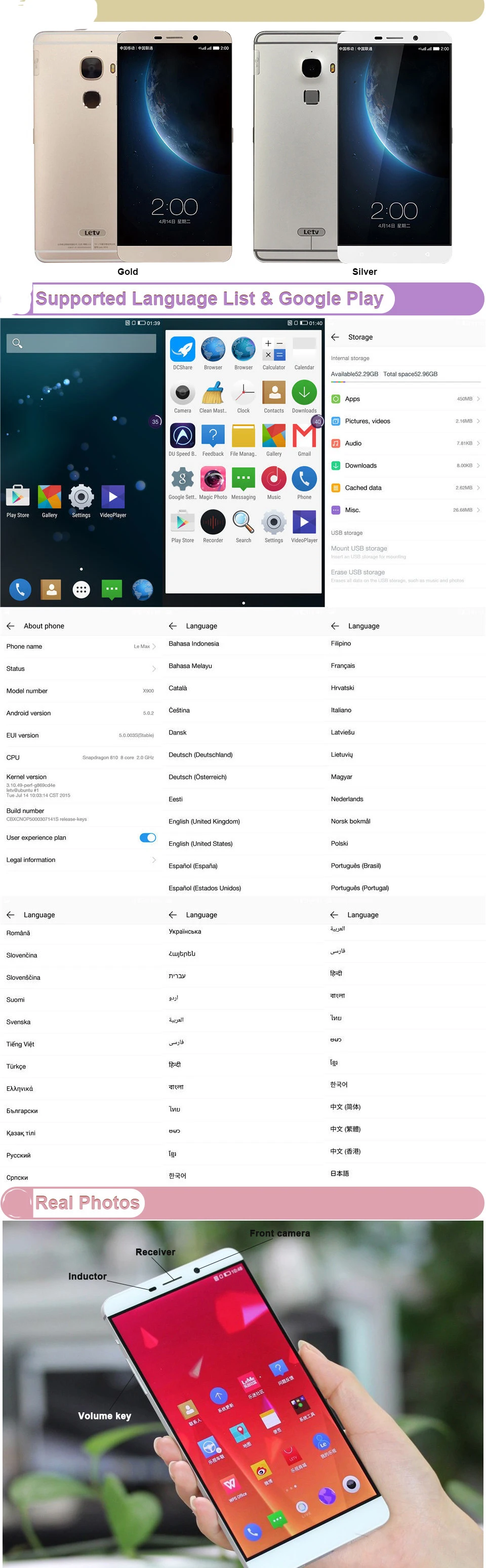 LeEco Letv Le Max X900, 6,33 дюймов, четыре ядра, 4G LTE, мобильный телефон, 4 Гб ОЗУ, 64 Гб ПЗУ, Snapdragon 810, Android 5,0, отпечаток пальца, NFC