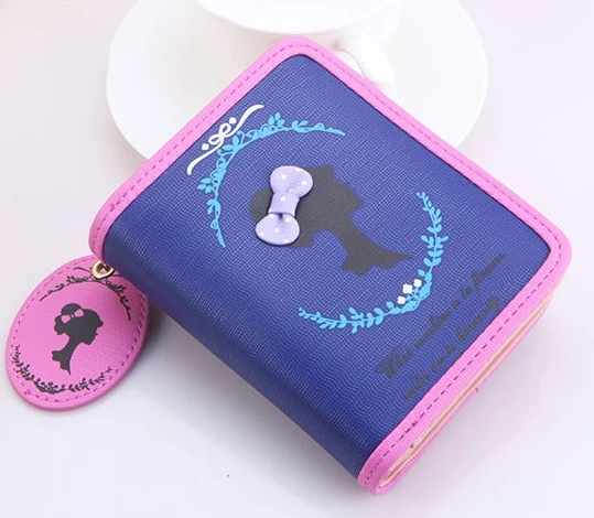 Dark Blue Короткие женские кошельки с милым бантом, женские кошельки, держатель для карт, матовая кожаная сумка для девочек, кошелек на молнии для монет, женский клатч кошелек сумка - Цвет: Dark Blue